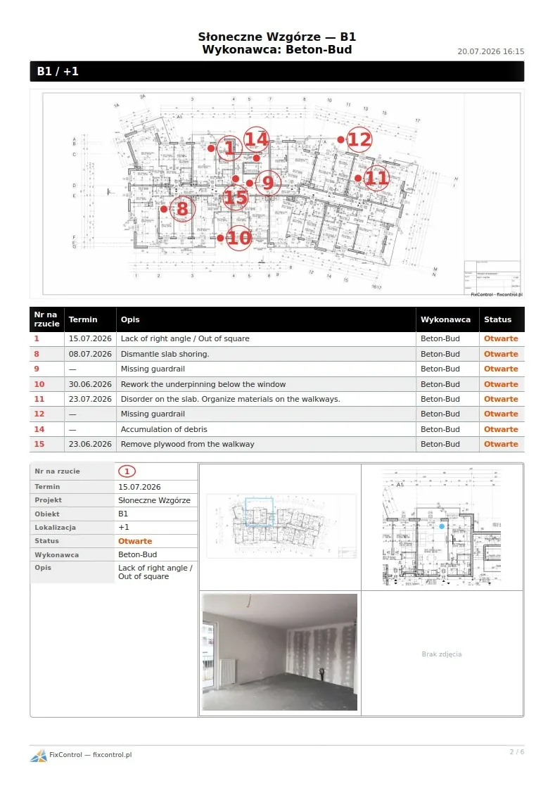 PDF report — annotated floor plan